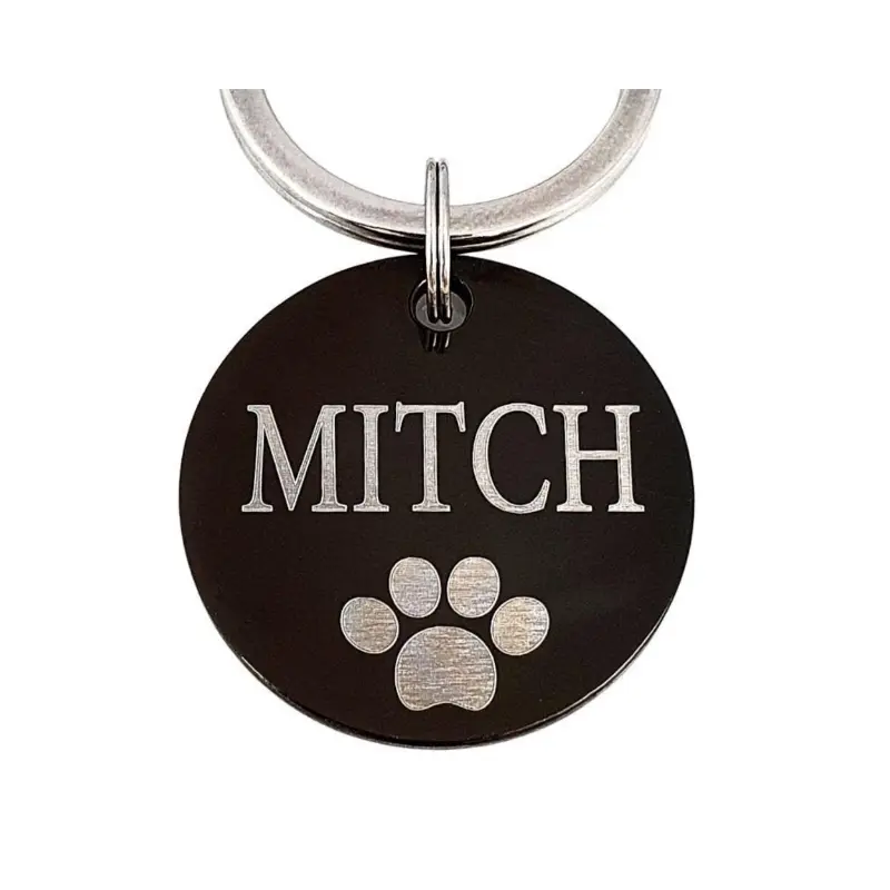 Hondenpenning met naam en adres Goede hondenpenning Poot met telefoonnummer online bestellen voor hond en kat gratis graveren zwart