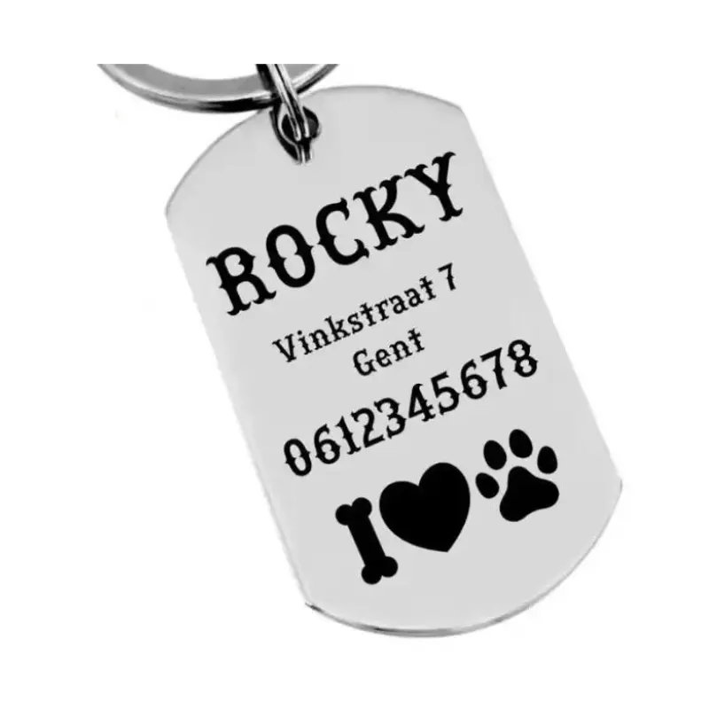 Stoere hondenpenning Dog tag grote hondenpenning ID tag laten maken Penning voor hond Gratis laten graveren zilver